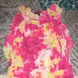 yellow and pink blouse